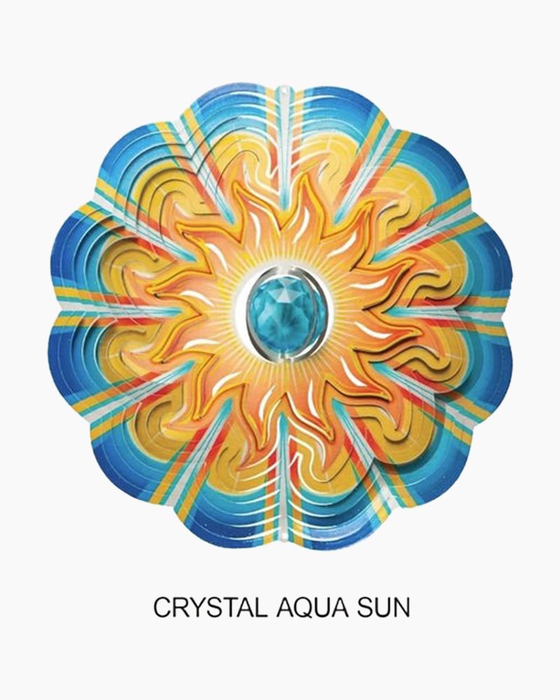 Crystal Aqua Sun 12-Inch Wind Spinner