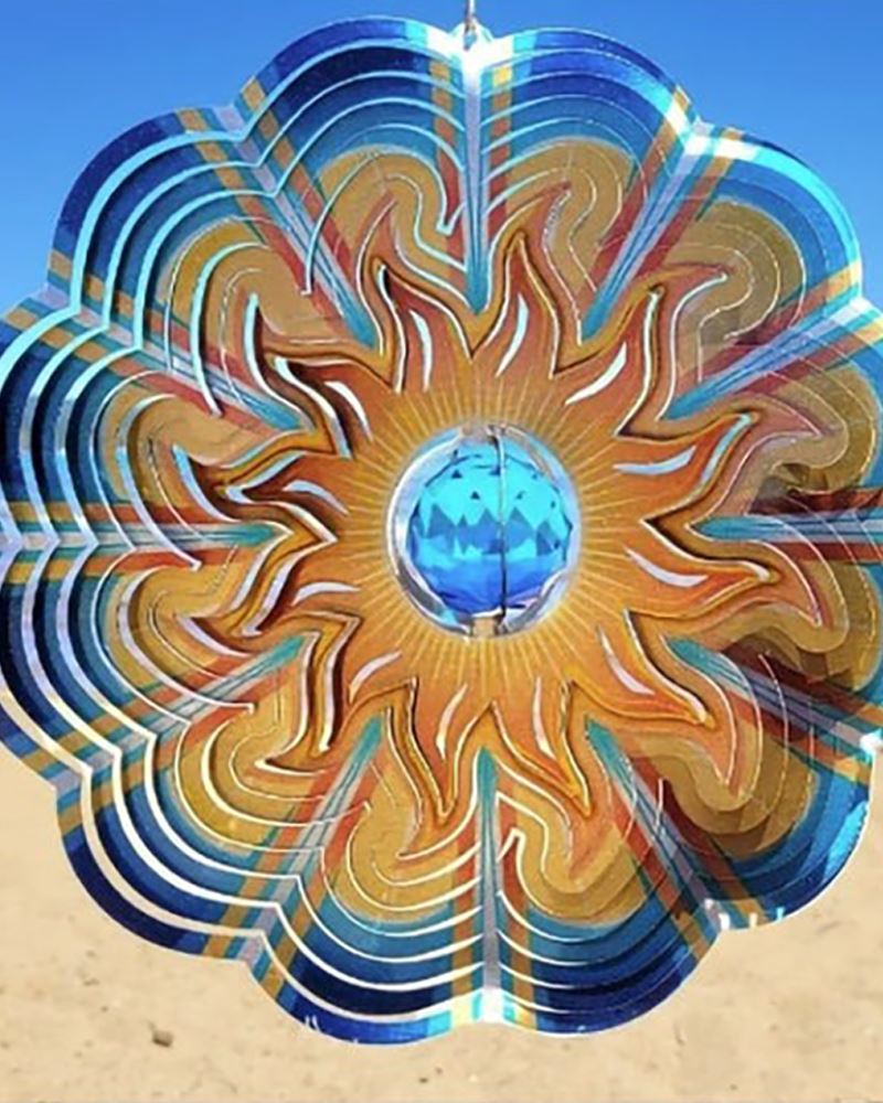Crystal Aqua Sun 12-Inch Wind Spinner