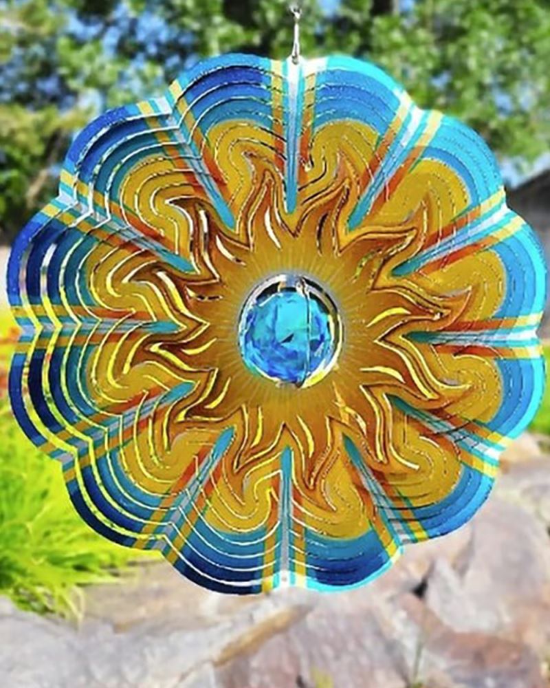 Crystal Aqua Sun 12-Inch Wind Spinner