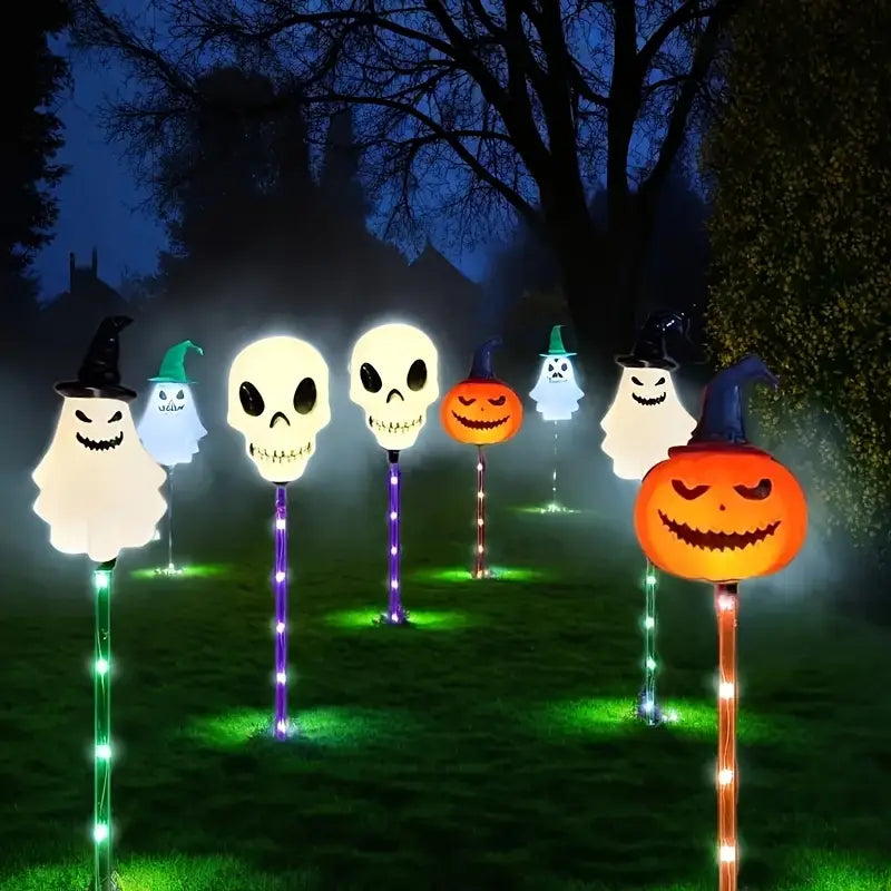 Solar Halloween Pumpkin Garden Lights, 6pcs Color-Changing Waterproof Outdoor Decor, 600mAh Battery – Ideal for Parties & Haunted Houses