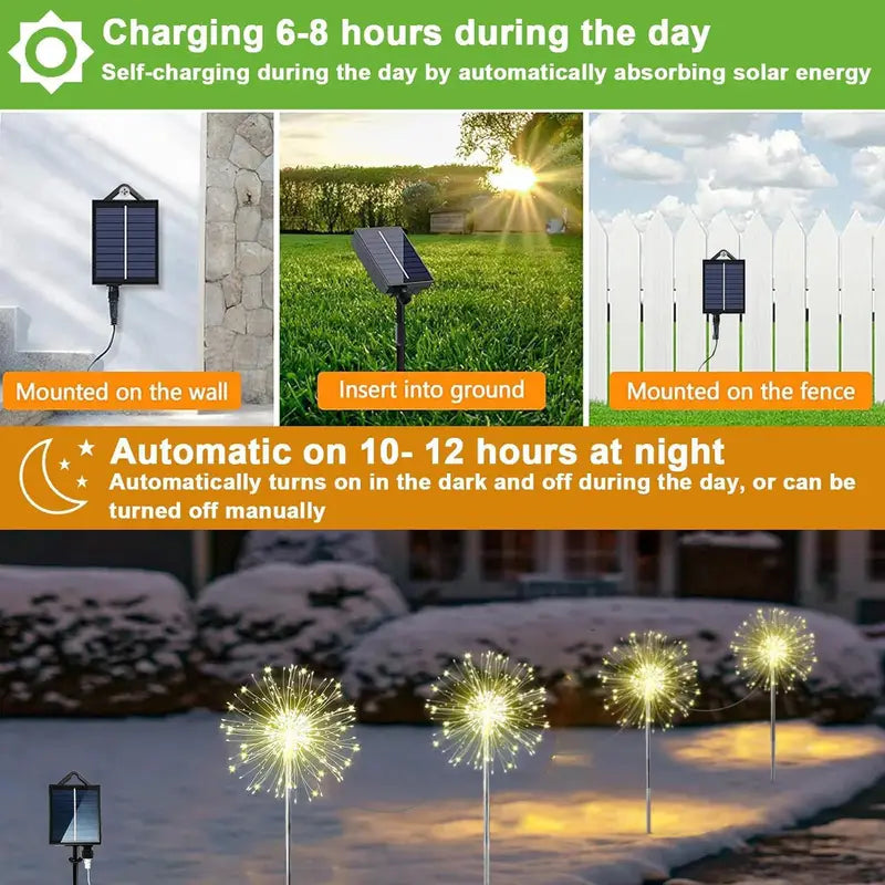 4pcs Solar Outdoor String Lights, 240/320 LED, 8 Modes – Durable, Energy-Saving, Easy to Install, Warm White/Colorful