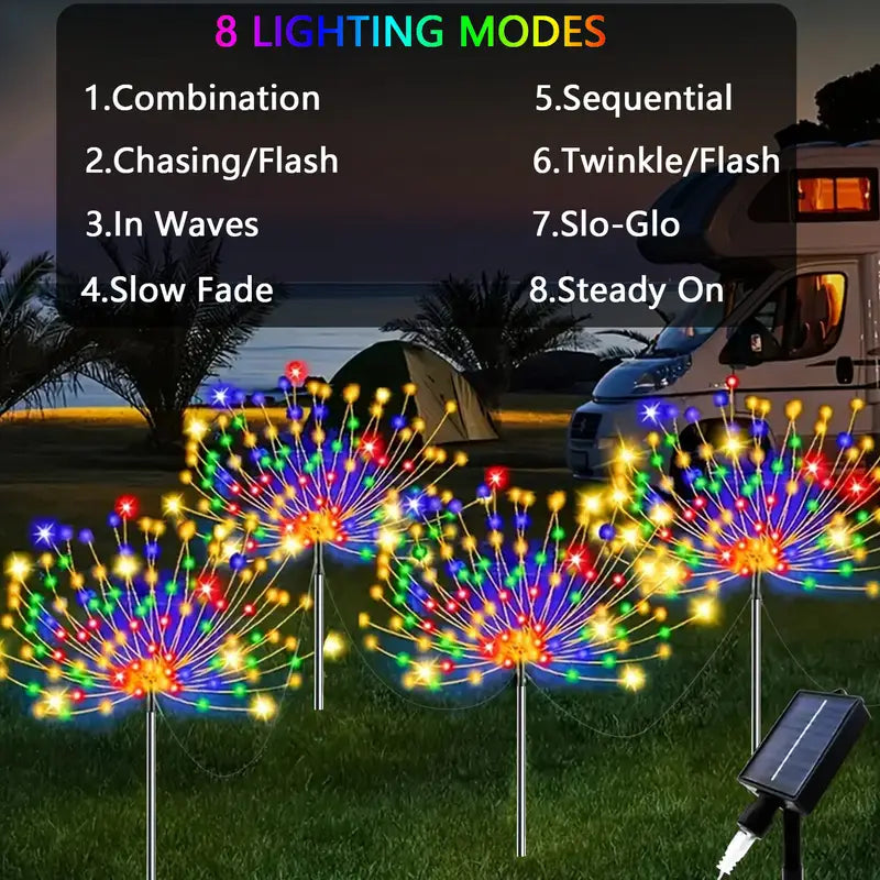4pcs Solar Outdoor String Lights, 240/320 LED, 8 Modes – Durable, Energy-Saving, Easy to Install, Warm White/Colorful