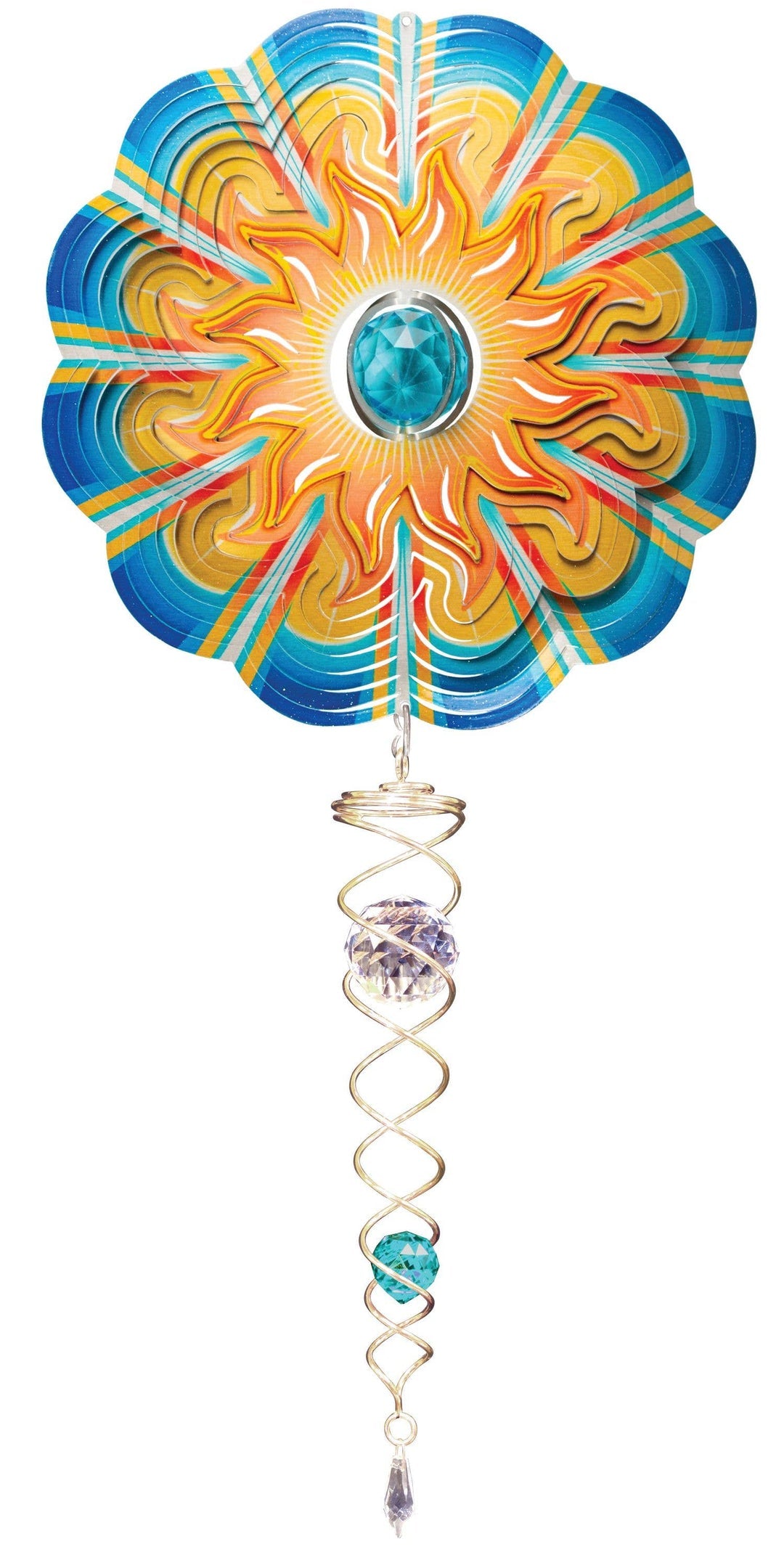 Crystal Aqua Sun 12-Inch Wind Spinner