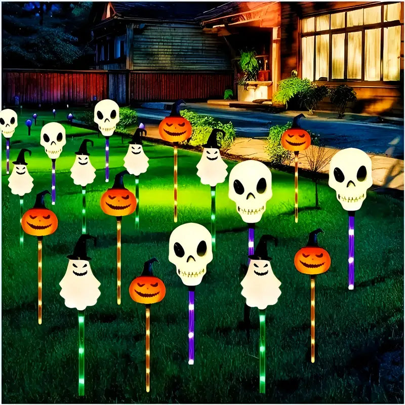 Solar Halloween Pumpkin Garden Lights, 6pcs Color-Changing Waterproof Outdoor Decor, 600mAh Battery – Ideal for Parties & Haunted Houses