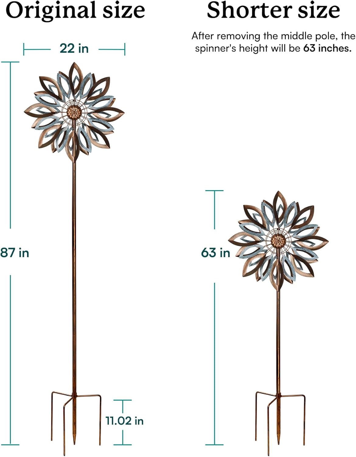 Yard Garden Wind Spinners with Solar Lights