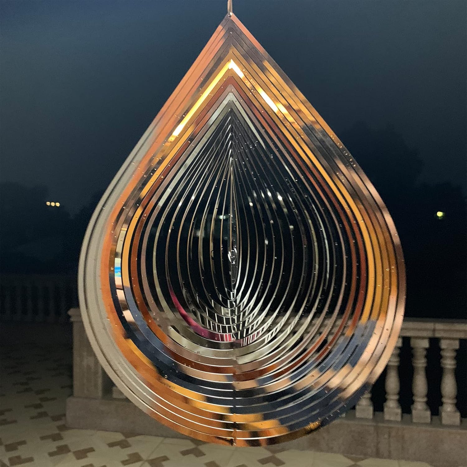 3D Wind Spinner Chime – Heart/Square/Drop Shape, Stainless Steel Rotating Wind Chime for Outdoor & Indoor, 25CM
