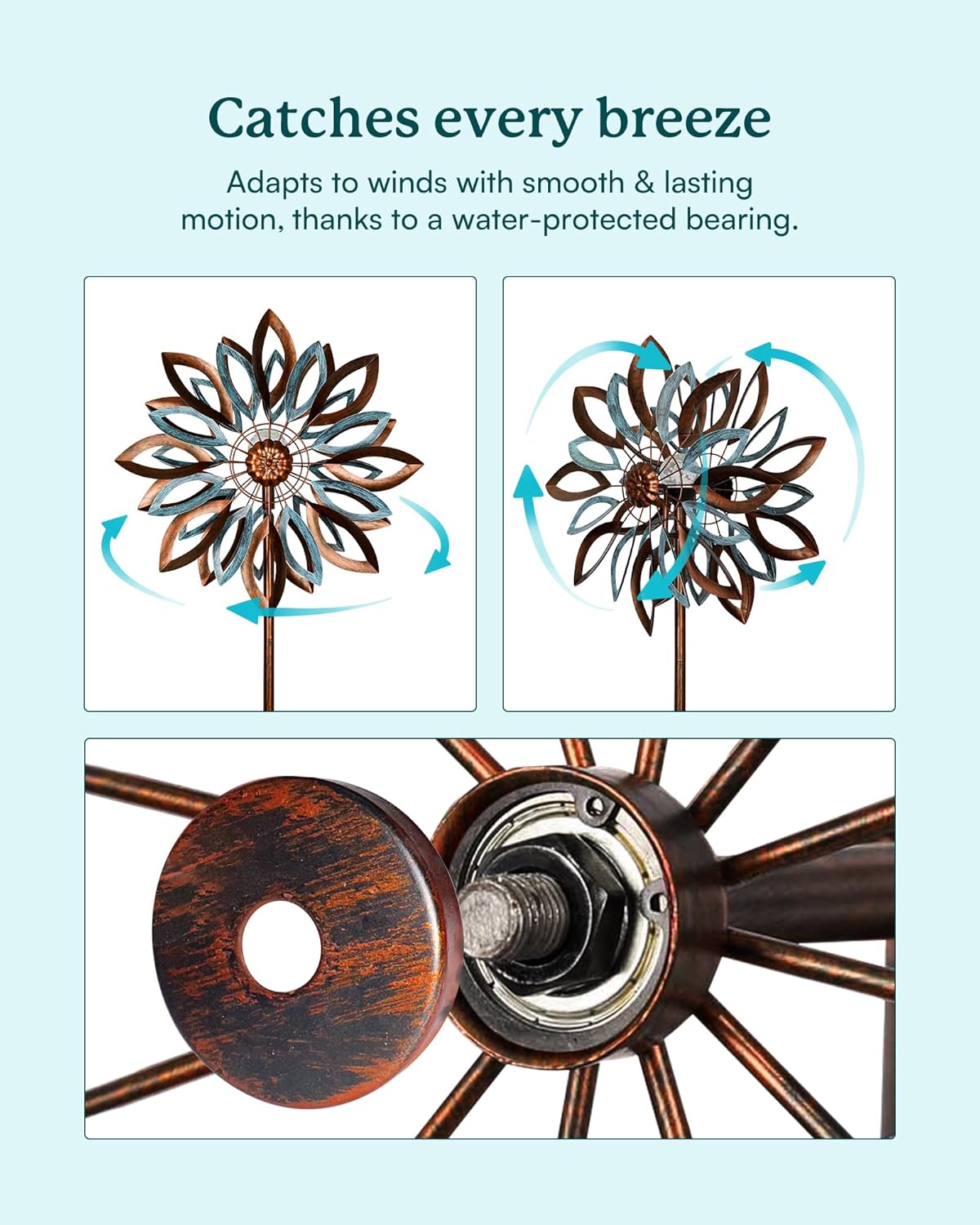 Yard Garden Wind Spinners with Solar Lights