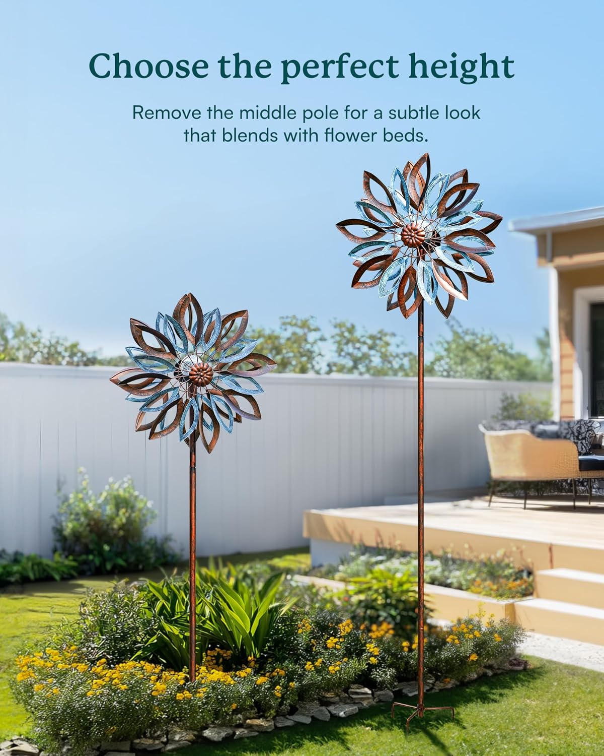 Yard Garden Wind Spinners with Solar Lights