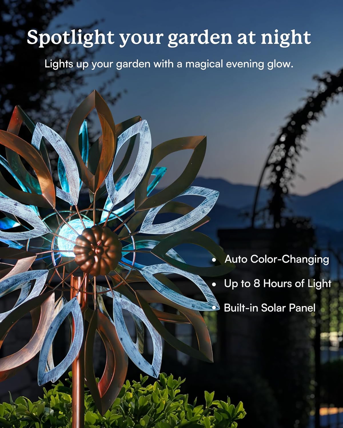 Yard Garden Wind Spinners with Solar Lights