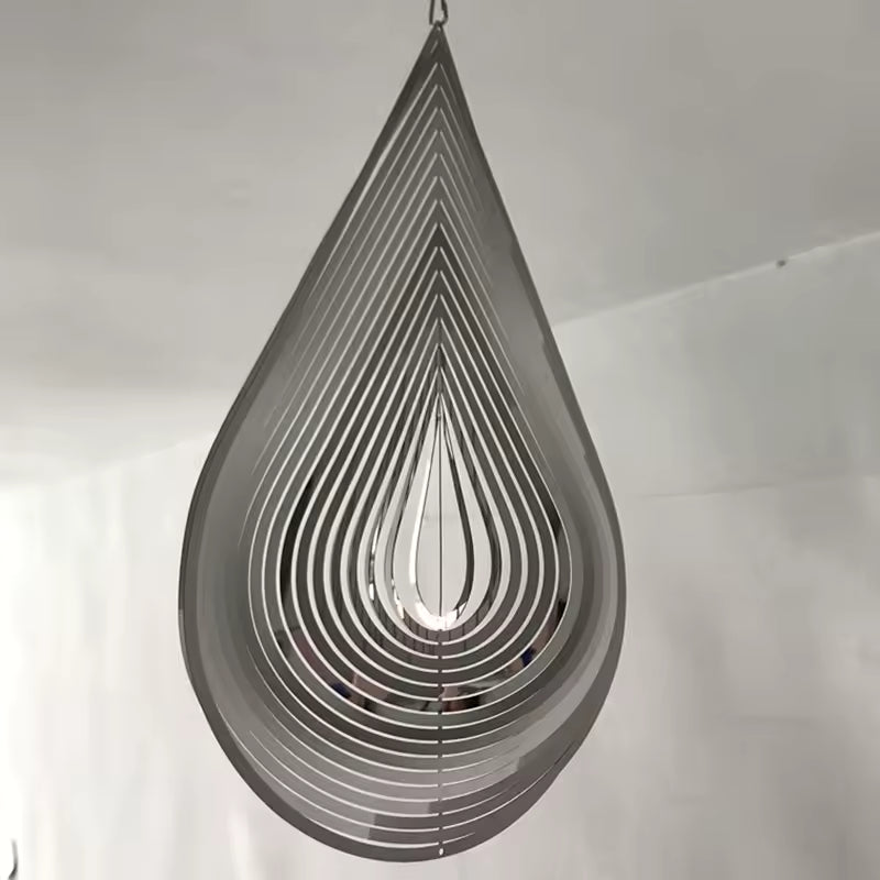 3D Wind Spinner Chime – Heart/Square/Drop Shape, Stainless Steel Rotating Wind Chime for Outdoor & Indoor, 25CM