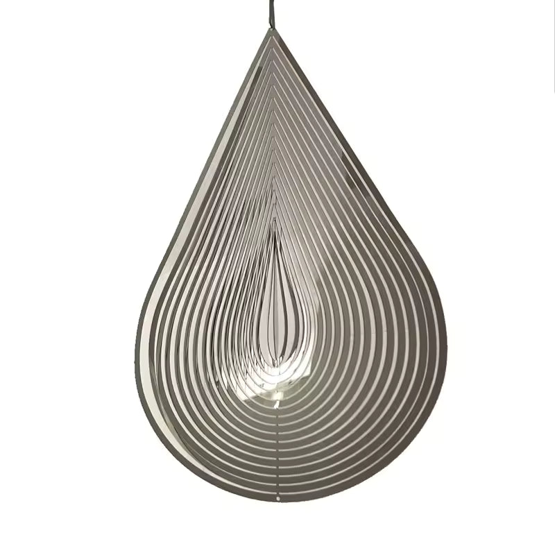 3D Wind Spinner Chime – Heart/Square/Drop Shape, Stainless Steel Rotating Wind Chime for Outdoor & Indoor, 25CM