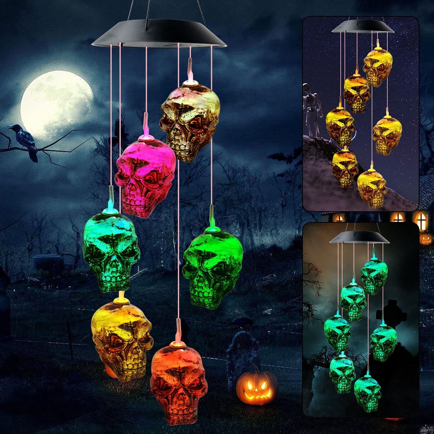 Touch Of ECO Solar Metal Orb Wind Chime – Color Changing LED, Weather Resistant
