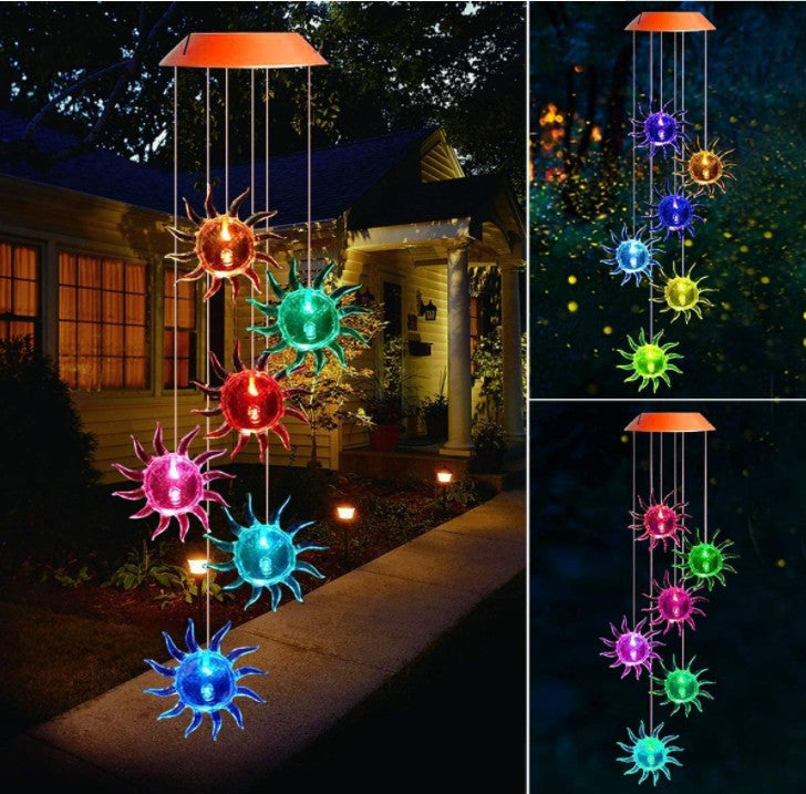 Touch Of ECO Solar Metal Orb Wind Chime – Color Changing LED, Weather Resistant