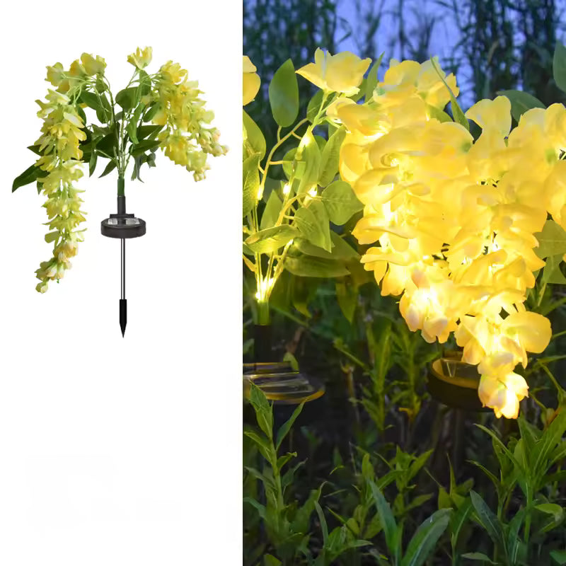 4pc Solar Wisteria Flower Light LED Pathway Light Semi-Flush Mount Garden Patio Decorative Lamp 52 LED Two Modes for Outdoor Use