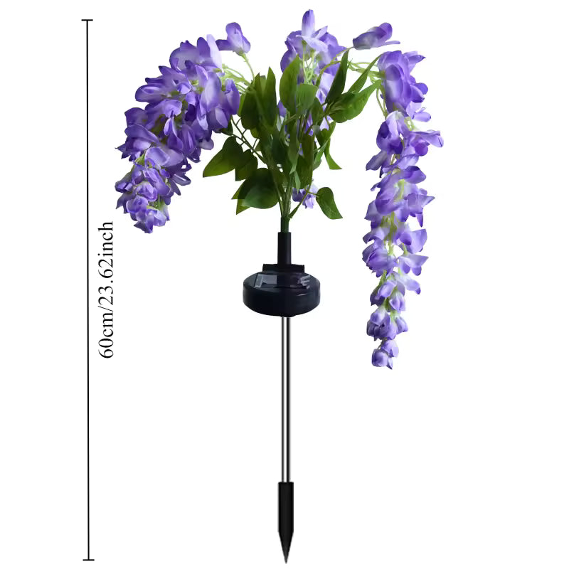 4pc Solar Wisteria Flower Light LED Pathway Light Semi-Flush Mount Garden Patio Decorative Lamp 52 LED Two Modes for Outdoor Use
