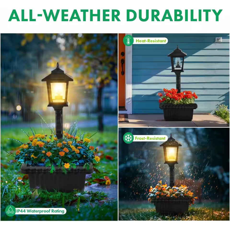 Solar Lamp Post Light with Planter, 2 in 1 Outdoor Flower Pots, 3000K Solar Lamps Outdoor Waterproof, Wall Mount or Freestanding