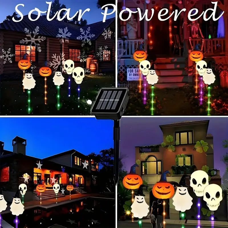 Solar Halloween Pumpkin Garden Lights, 6pcs Color-Changing Waterproof Outdoor Decor, 600mAh Battery – Ideal for Parties & Haunted Houses