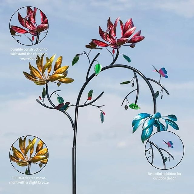 🔥 70% OFF - Beautiful 91 inch Summer Multi Colored Flowers Wind Spinner