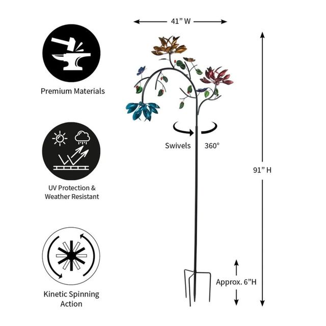 🔥 70% OFF - Beautiful 91 inch Summer Multi Colored Flowers Wind Spinner